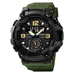image-Vintage Men Military Watch 50m Waterproof Wristwatch SKMEI Top Brand Casual Sport Style Digital Clock PU Band Watch Men Original