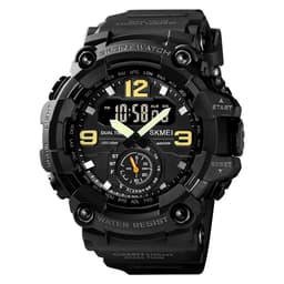 image-Vintage Men Military Watch 50m Waterproof Wristwatch SKMEI Top Brand Casual Sport Style Digital Clock PU Band Watch Men Original