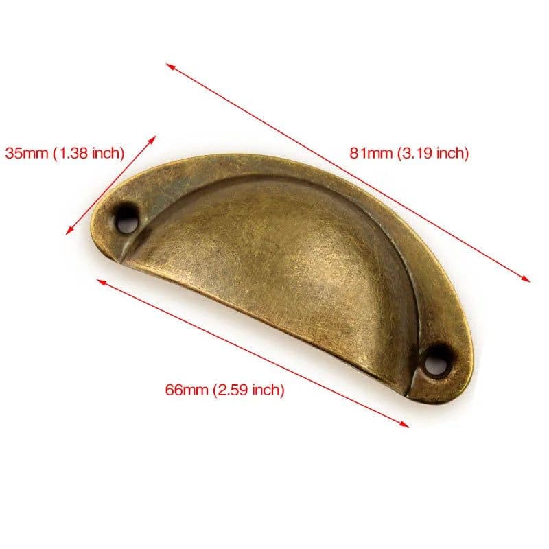 image-KAK 2PCS Retro Metal Kitchen Drawer Cabinet Door Handle And Furniture Knobs Handware Cupboard Antique Brass Shell Pull Handles