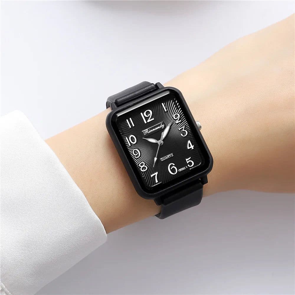image-Fashion Lady Hot Sales Brands Watches Leisure Rectangle Digital Simple Women Quartz Watch Sports Silicone Strap Ladies Clock