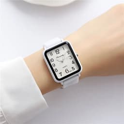 image-Fashion Lady Hot Sales Brands Watches Leisure Rectangle Digital Simple Women Quartz Watch Sports Silicone Strap Ladies Clock