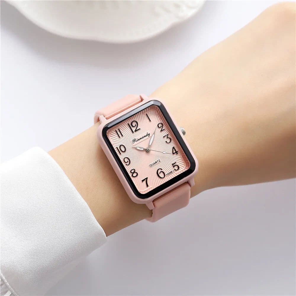 image-Fashion Lady Hot Sales Brands Watches Leisure Rectangle Digital Simple Women Quartz Watch Sports Silicone Strap Ladies Clock