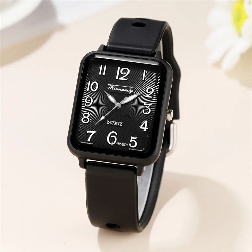 image-Fashion Lady Hot Sales Brands Watches Leisure Rectangle Digital Simple Women Quartz Watch Sports Silicone Strap Ladies Clock