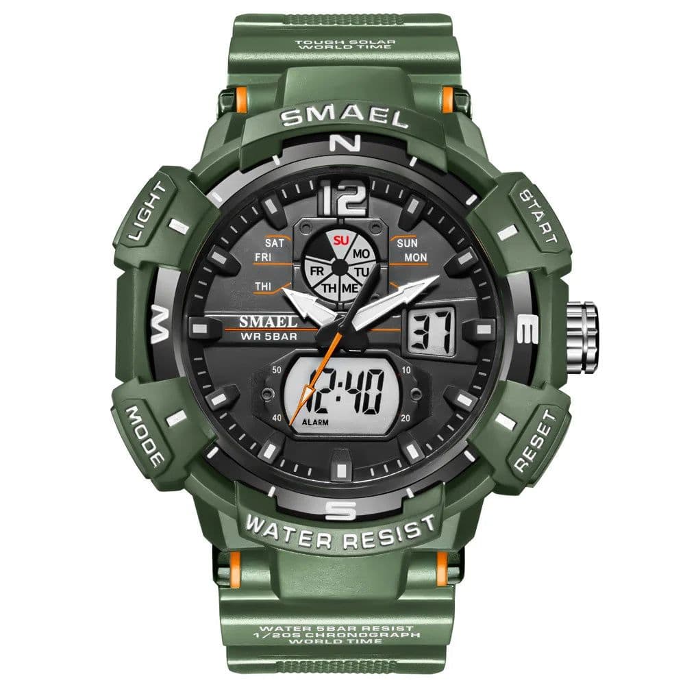 image-SMAEL Top Luxury Brand Men's Watch Outdoor Sports Waterproof Watches Dual Time Display Quartz Wristwatches Rubber Digital Clock