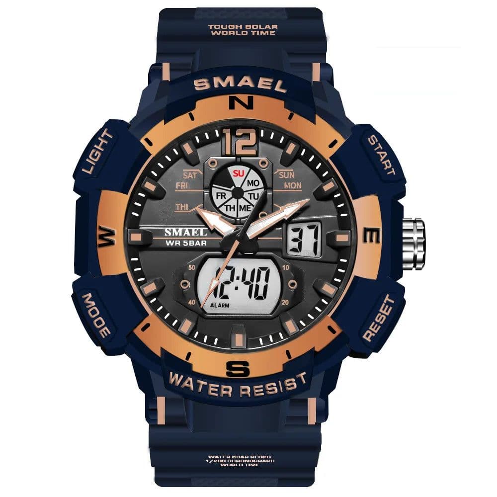 image-SMAEL Top Luxury Brand Men's Watch Outdoor Sports Waterproof Watches Dual Time Display Quartz Wristwatches Rubber Digital Clock