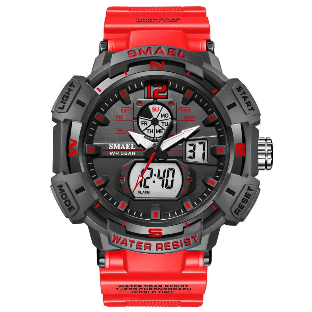 image-SMAEL Top Luxury Brand Men's Watch Outdoor Sports Waterproof Watches Dual Time Display Quartz Wristwatches Rubber Digital Clock
