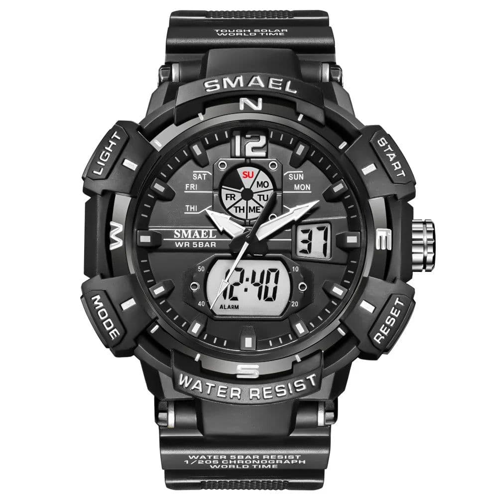 image-SMAEL Top Luxury Brand Men's Watch Outdoor Sports Waterproof Watches Dual Time Display Quartz Wristwatches Rubber Digital Clock