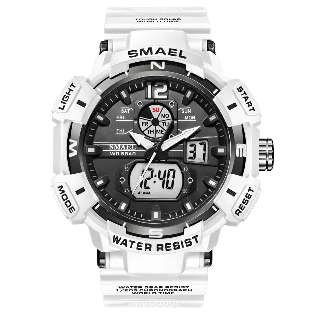 image-SMAEL Top Luxury Brand Men's Watch Outdoor Sports Waterproof Watches Dual Time Display Quartz Wristwatches Rubber Digital Clock