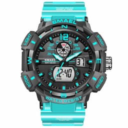 image-SMAEL Top Luxury Brand Men's Watch Outdoor Sports Waterproof Watches Dual Time Display Quartz Wristwatches Rubber Digital Clock
