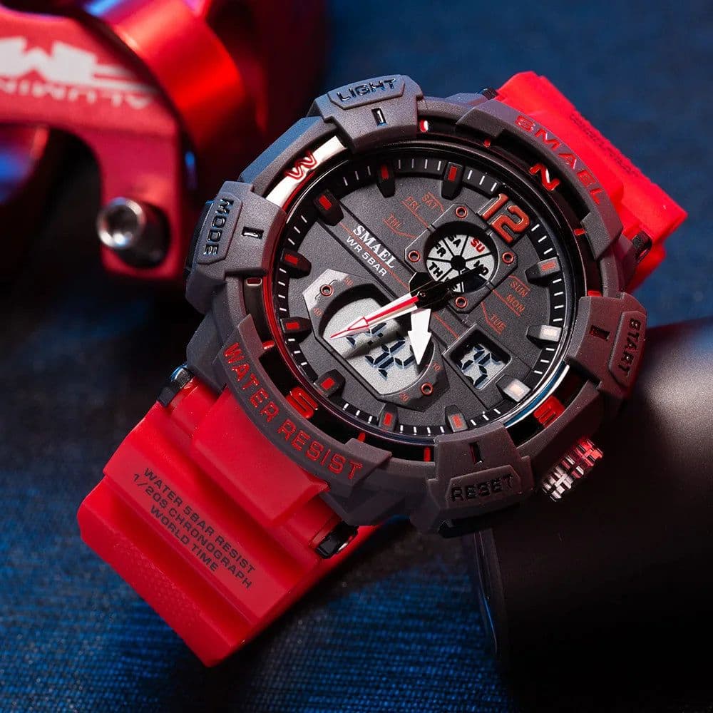 image-SMAEL Top Luxury Brand Men's Watch Outdoor Sports Waterproof Watches Dual Time Display Quartz Wristwatches Rubber Digital Clock