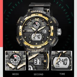 image-SMAEL Top Luxury Brand Men's Watch Outdoor Sports Waterproof Watches Dual Time Display Quartz Wristwatches Rubber Digital Clock