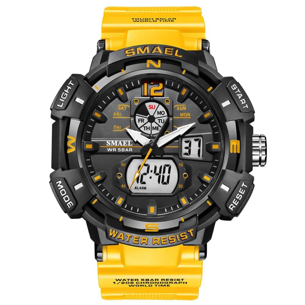 image-SMAEL Top Luxury Brand Men's Watch Outdoor Sports Waterproof Watches Dual Time Display Quartz Wristwatches Rubber Digital Clock