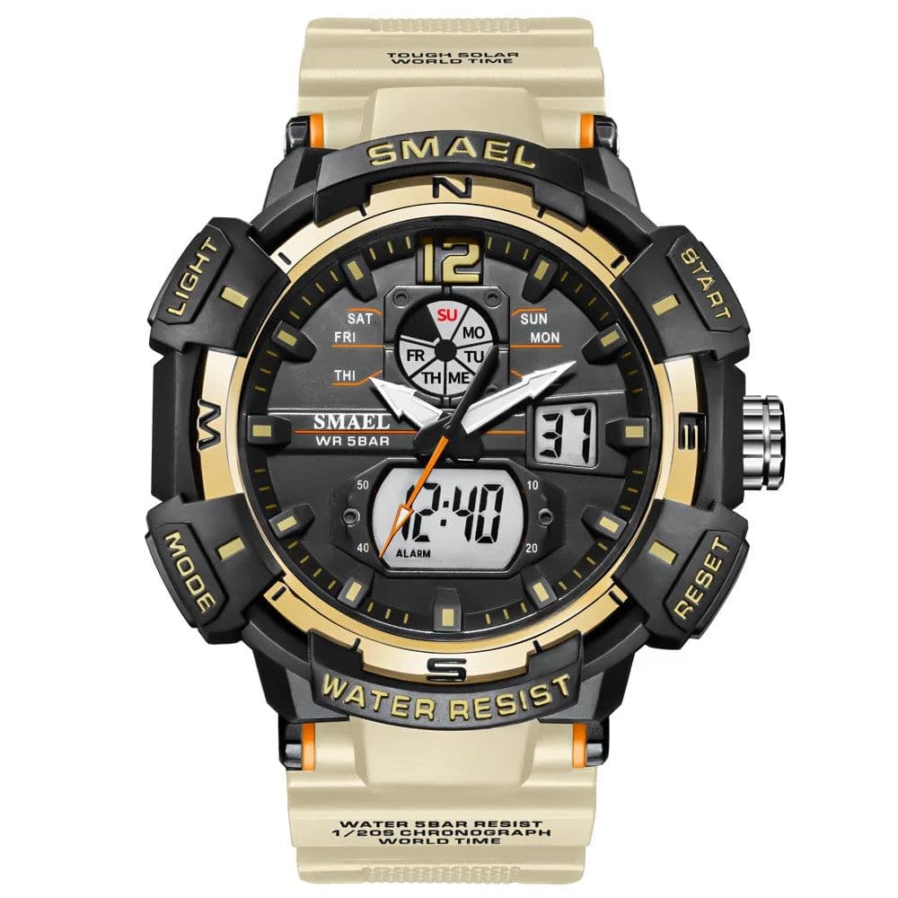 image-SMAEL Top Luxury Brand Men's Watch Outdoor Sports Waterproof Watches Dual Time Display Quartz Wristwatches Rubber Digital Clock