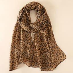 image-New Fashion 50*160cm Leopard Printing Chiffon Georgette Silk Scarf Women Foulard Lotus Leaf Long Shawl Summer Elegant Bandana