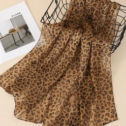 image-New Fashion 50*160cm Leopard Printing Chiffon Georgette Silk Scarf Women Foulard Lotus Leaf Long Shawl Summer Elegant Bandana