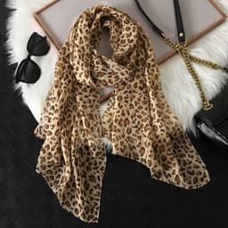 image-New Fashion 50*160cm Leopard Printing Chiffon Georgette Silk Scarf Women Foulard Lotus Leaf Long Shawl Summer Elegant Bandana