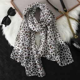 image-New Fashion 50*160cm Leopard Printing Chiffon Georgette Silk Scarf Women Foulard Lotus Leaf Long Shawl Summer Elegant Bandana