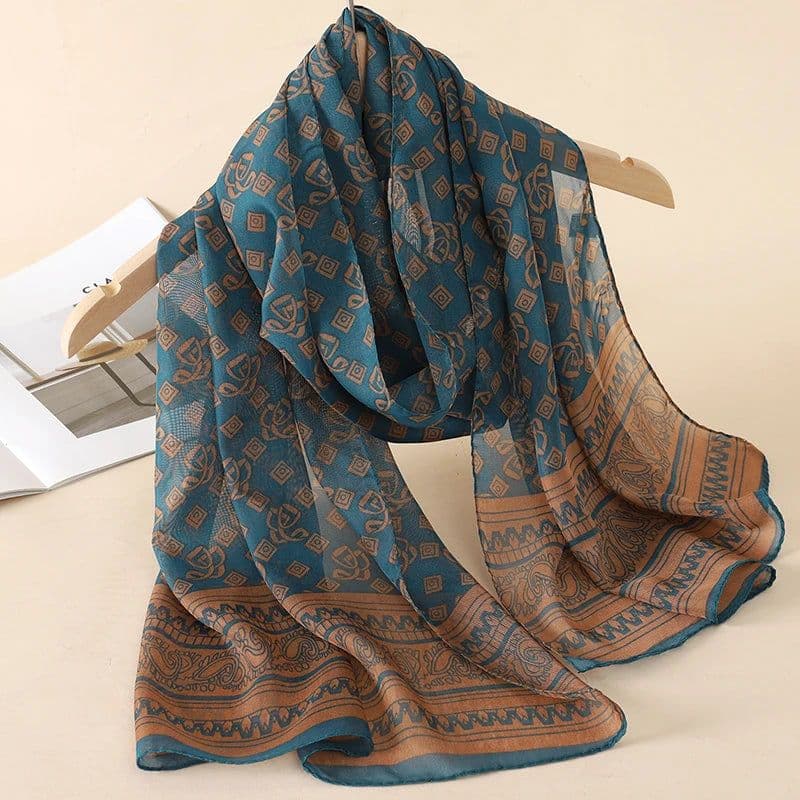 image-New Fashion 50*160cm Leopard Printing Chiffon Georgette Silk Scarf Women Foulard Lotus Leaf Long Shawl Summer Elegant Bandana