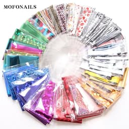 image-50pcs/Lo Holographic Transfer Foil Stickers 4*20cm Random Decals 30pc Flower Transferring Wraps Slider Nail Transfer Foil Decors
