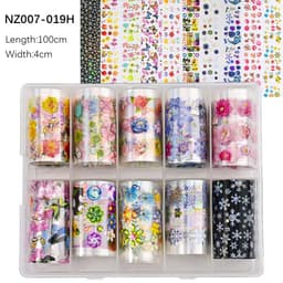 image-50pcs/Lo Holographic Transfer Foil Stickers 4*20cm Random Decals 30pc Flower Transferring Wraps Slider Nail Transfer Foil Decors