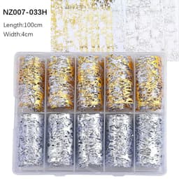 image-50pcs/Lo Holographic Transfer Foil Stickers 4*20cm Random Decals 30pc Flower Transferring Wraps Slider Nail Transfer Foil Decors