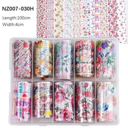 image-50pcs/Lo Holographic Transfer Foil Stickers 4*20cm Random Decals 30pc Flower Transferring Wraps Slider Nail Transfer Foil Decors