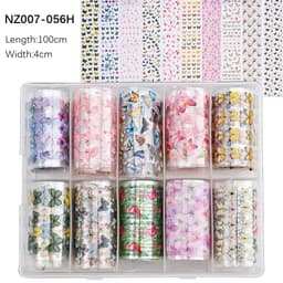 image-50pcs/Lo Holographic Transfer Foil Stickers 4*20cm Random Decals 30pc Flower Transferring Wraps Slider Nail Transfer Foil Decors