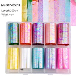 image-50pcs/Lo Holographic Transfer Foil Stickers 4*20cm Random Decals 30pc Flower Transferring Wraps Slider Nail Transfer Foil Decors
