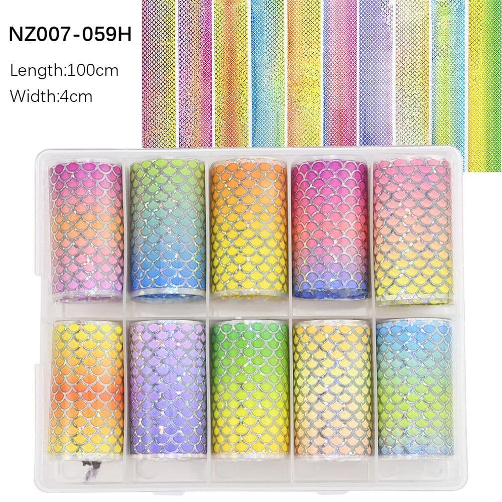 image-50pcs/Lo Holographic Transfer Foil Stickers 4*20cm Random Decals 30pc Flower Transferring Wraps Slider Nail Transfer Foil Decors