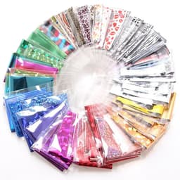 image-50pcs/Lo Holographic Transfer Foil Stickers 4*20cm Random Decals 30pc Flower Transferring Wraps Slider Nail Transfer Foil Decors