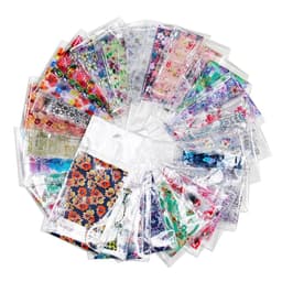 image-50pcs/Lo Holographic Transfer Foil Stickers 4*20cm Random Decals 30pc Flower Transferring Wraps Slider Nail Transfer Foil Decors