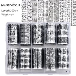 image-50pcs/Lo Holographic Transfer Foil Stickers 4*20cm Random Decals 30pc Flower Transferring Wraps Slider Nail Transfer Foil Decors