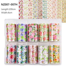 image-50pcs/Lo Holographic Transfer Foil Stickers 4*20cm Random Decals 30pc Flower Transferring Wraps Slider Nail Transfer Foil Decors