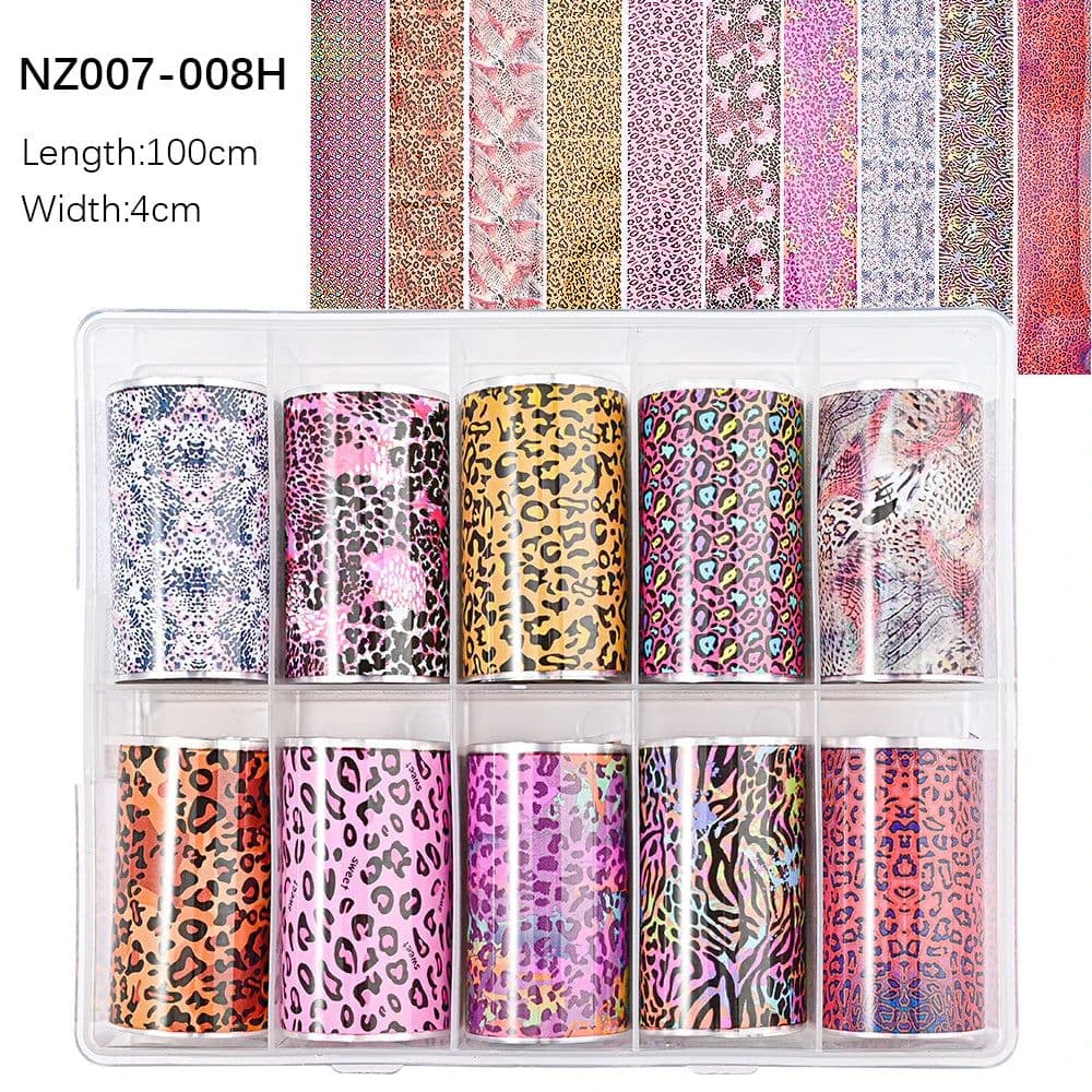 image-50pcs/Lo Holographic Transfer Foil Stickers 4*20cm Random Decals 30pc Flower Transferring Wraps Slider Nail Transfer Foil Decors