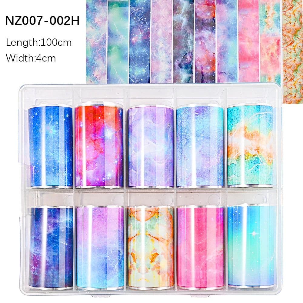 image-50pcs/Lo Holographic Transfer Foil Stickers 4*20cm Random Decals 30pc Flower Transferring Wraps Slider Nail Transfer Foil Decors