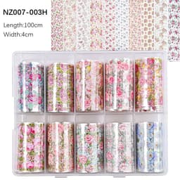 image-50pcs/Lo Holographic Transfer Foil Stickers 4*20cm Random Decals 30pc Flower Transferring Wraps Slider Nail Transfer Foil Decors