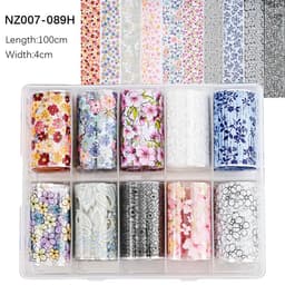 image-50pcs/Lo Holographic Transfer Foil Stickers 4*20cm Random Decals 30pc Flower Transferring Wraps Slider Nail Transfer Foil Decors