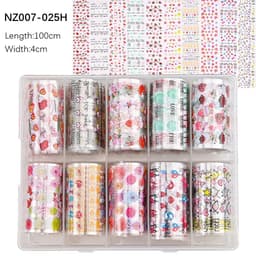 image-50pcs/Lo Holographic Transfer Foil Stickers 4*20cm Random Decals 30pc Flower Transferring Wraps Slider Nail Transfer Foil Decors