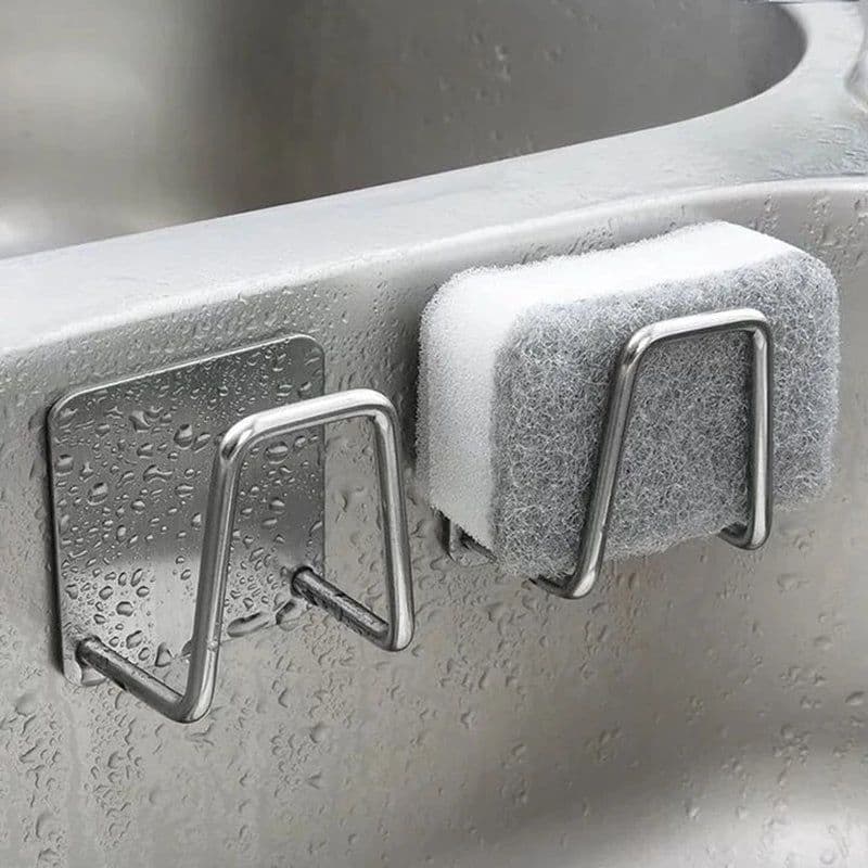 image-Kitchen Stainless Steel Sink Drain Rack Sponge Storage Faucet Holder Soap Drainer Shelf Basket Organizer Bathroom Accessories