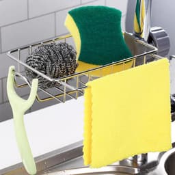 image-Kitchen Stainless Steel Sink Drain Rack Sponge Storage Faucet Holder Soap Drainer Shelf Basket Organizer Bathroom Accessories