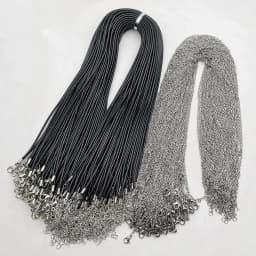 image-Fashion 1.5MM 2.0MM 45cm 60cm 70cm stainless steel or black Wax rope lobster clasp necklace lanyard Jewelry pendant cords 100pc