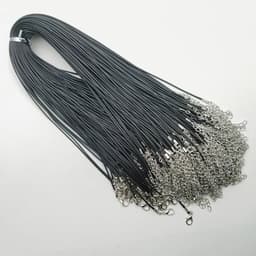 image-Fashion 1.5MM 2.0MM 45cm 60cm 70cm stainless steel or black Wax rope lobster clasp necklace lanyard Jewelry pendant cords 100pc