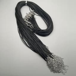 image-Fashion 1.5MM 2.0MM 45cm 60cm 70cm stainless steel or black Wax rope lobster clasp necklace lanyard Jewelry pendant cords 100pc