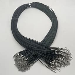 image-Fashion 1.5MM 2.0MM 45cm 60cm 70cm stainless steel or black Wax rope lobster clasp necklace lanyard Jewelry pendant cords 100pc