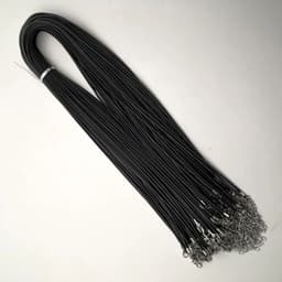image-Fashion 1.5MM 2.0MM 45cm 60cm 70cm stainless steel or black Wax rope lobster clasp necklace lanyard Jewelry pendant cords 100pc