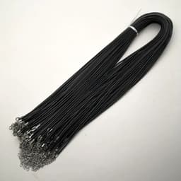 image-Fashion 1.5MM 2.0MM 45cm 60cm 70cm stainless steel or black Wax rope lobster clasp necklace lanyard Jewelry pendant cords 100pc