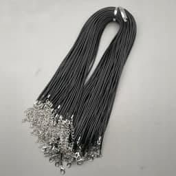 image-Fashion 1.5MM 2.0MM 45cm 60cm 70cm stainless steel or black Wax rope lobster clasp necklace lanyard Jewelry pendant cords 100pc