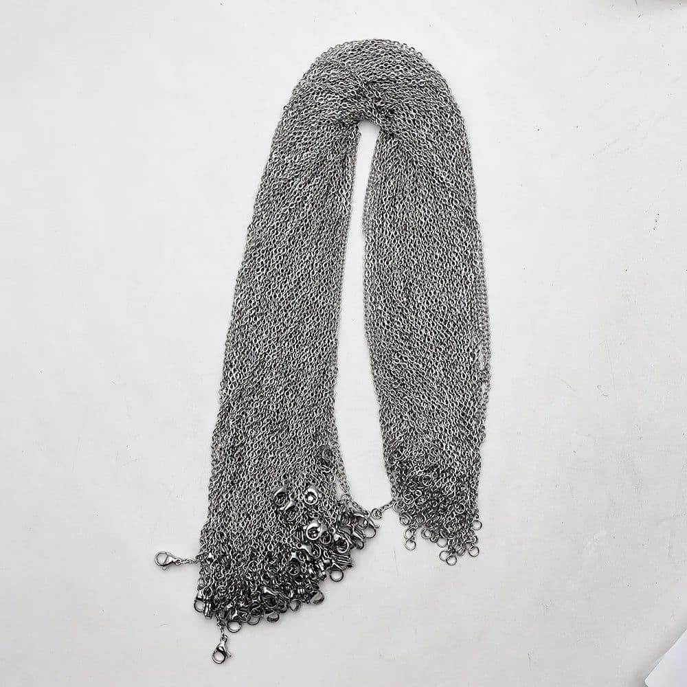 image-Fashion 1.5MM 2.0MM 45cm 60cm 70cm stainless steel or black Wax rope lobster clasp necklace lanyard Jewelry pendant cords 100pc