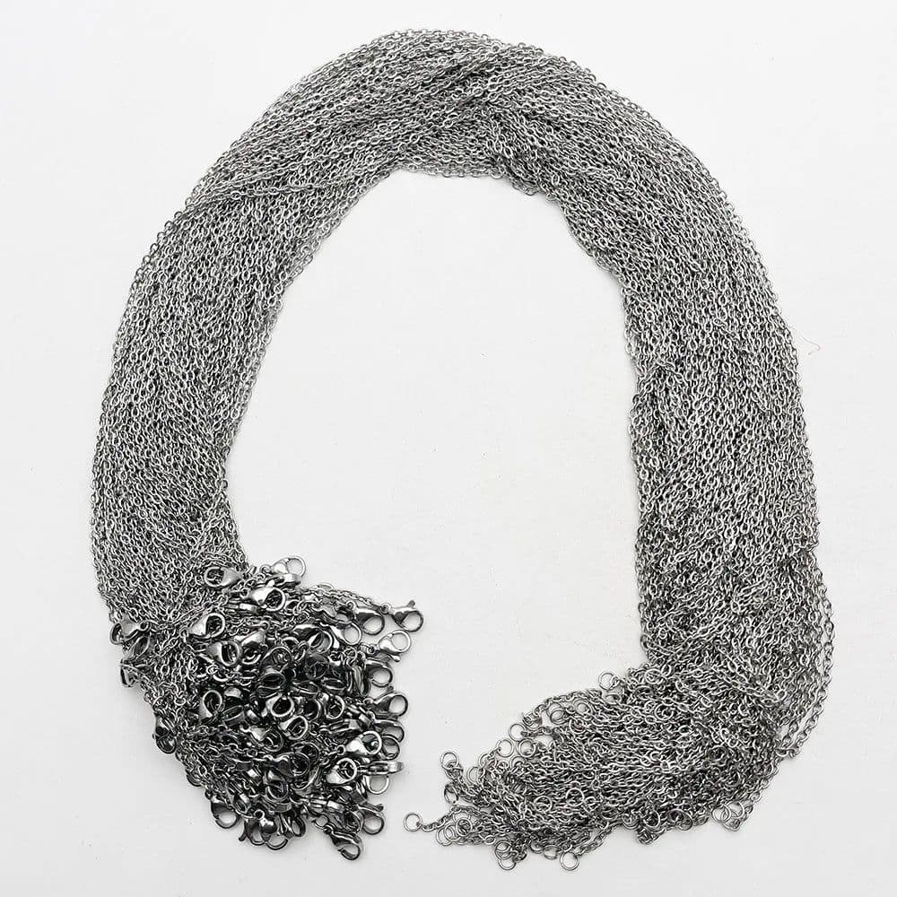 image-Fashion 1.5MM 2.0MM 45cm 60cm 70cm stainless steel or black Wax rope lobster clasp necklace lanyard Jewelry pendant cords 100pc