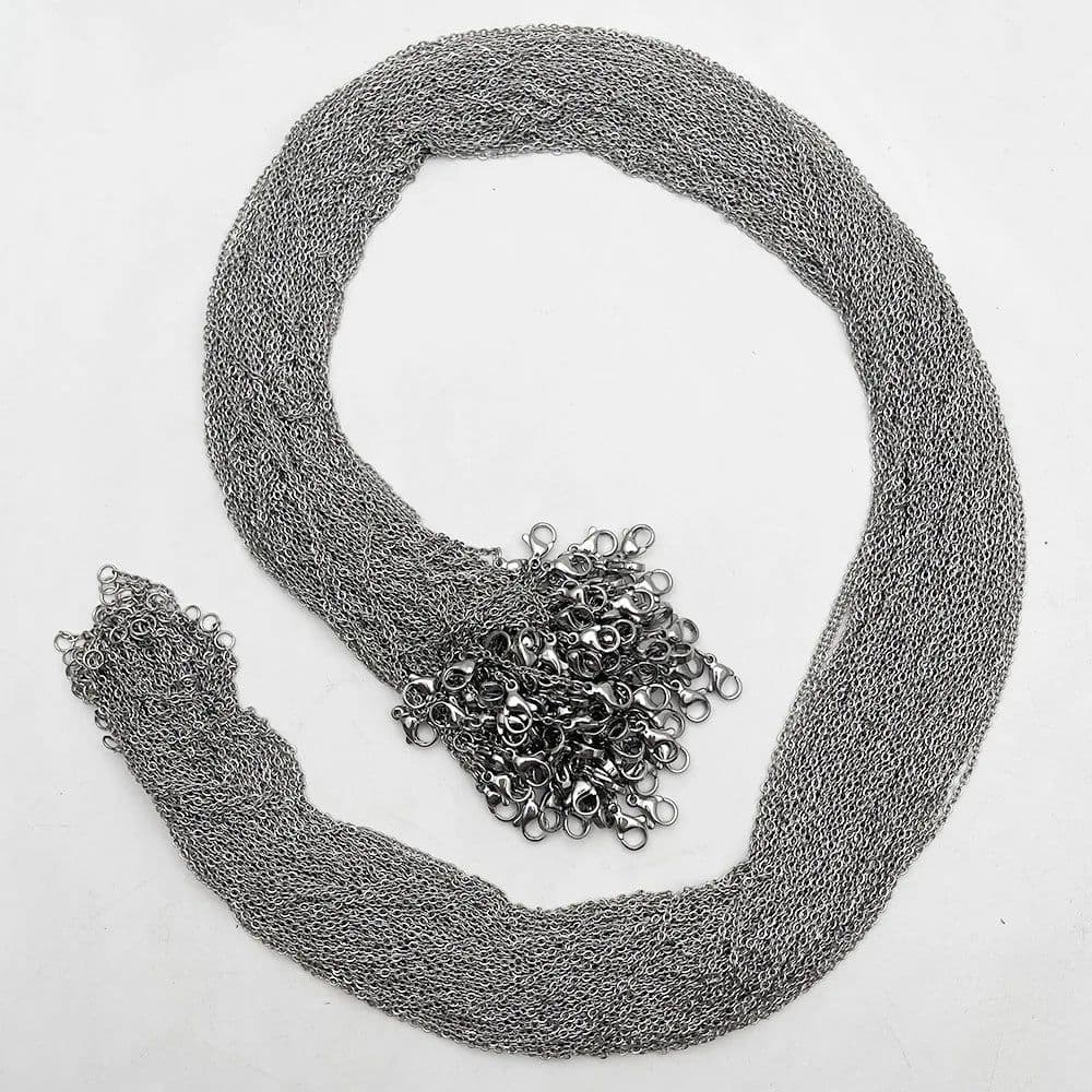 image-Fashion 1.5MM 2.0MM 45cm 60cm 70cm stainless steel or black Wax rope lobster clasp necklace lanyard Jewelry pendant cords 100pc